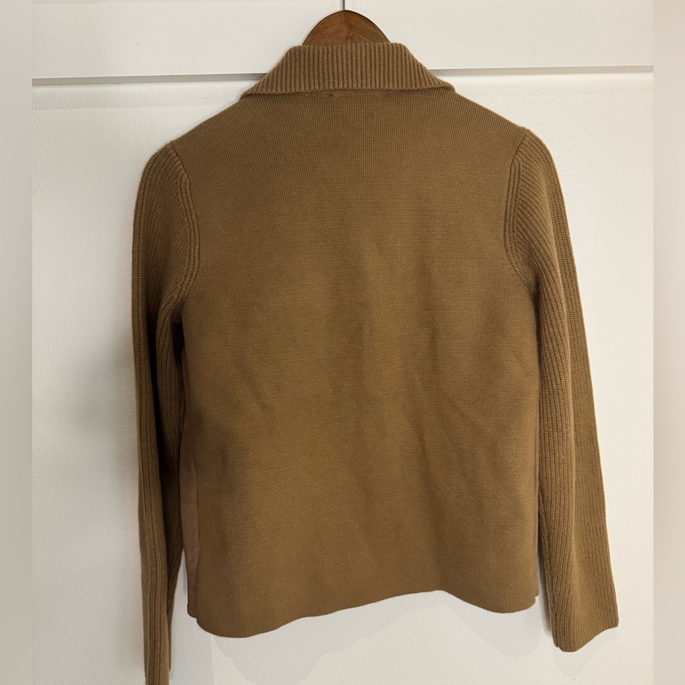 Ann Taylor Knit-Sleeve Faux Suede Moto Jacket – XS – Camel Tan - Picture 9 of 11